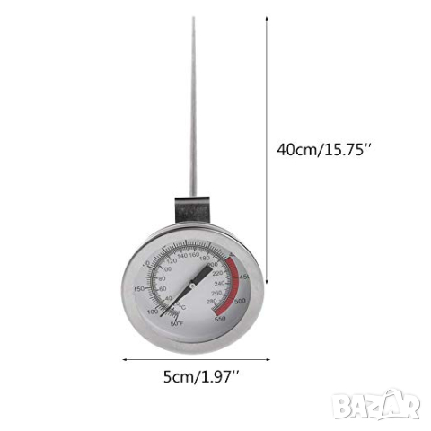 Термометър с дълга сонда 40 см за зидана пещ, камина и други, снимка 2 - Барбекюта - 44940370