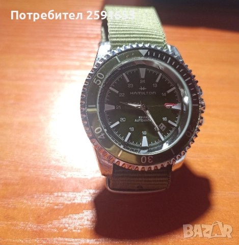 Часовник Хамилтон в зелен цвят, снимка 2 - Мъжки - 52031054
