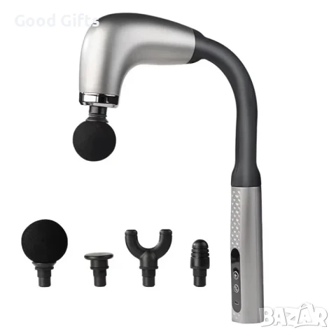 Масажен пистолет с удължена дръжка – 4 накрайника, вибрационен масаж за цяло тяло, антистрес и оформ, снимка 8 - Масажори - 51060929