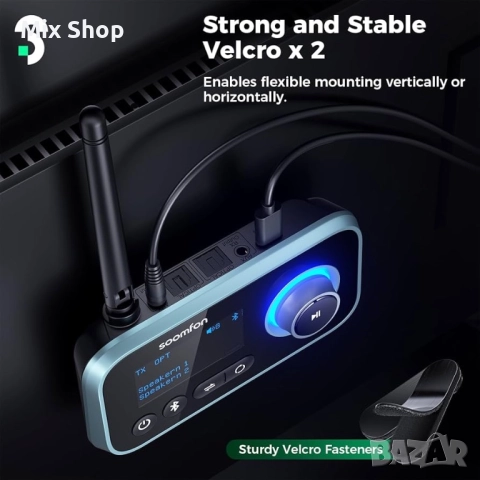 SOOMFON Bluetooth 5.0 Transmitter for TV 3-in-1 Bluetooth , снимка 5 - Друга електроника - 52987236