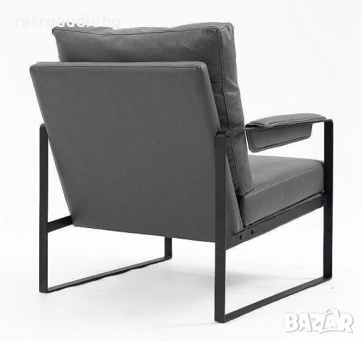 Дизайнерски фотьойл ФОКУС БЪФАЛО еко кожа в сив цвят, снимка 3 - Столове - 52822422