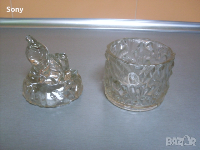 Стара стъклена захарница и кана., снимка 12 - Антикварни и старинни предмети - 52668816