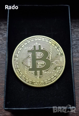 Юбилейна Биткойн монета Bitcoin сувенирна позлатена колекционерска монета 