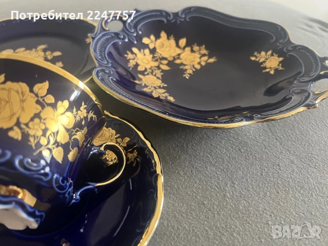 Уникален сет порцелан Echt kobalt с 24K, снимка 3 - Антикварни и старинни предмети - 51338463