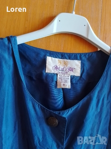 *Art of Silk*Дамски синьо тънко сако с подплънки , снимка 5 - Сака - 51492090