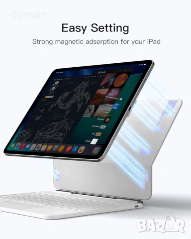 Inateck NeoMagic Магнитен калъф с клавиатура за iPad Air 13/Pro 12.9, снимка 3 - Лаптоп аксесоари - 53813205