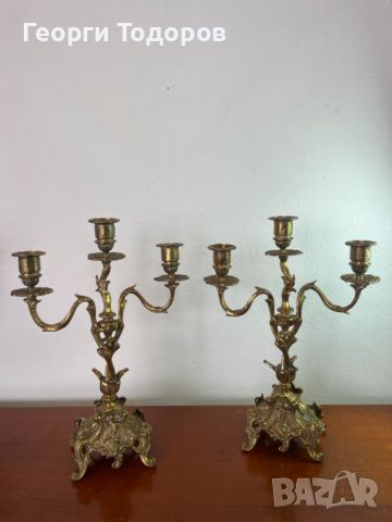 Свещници – Изящна, бронзова пластика, испанско производство., снимка 1 - Декорация за дома - 46442713