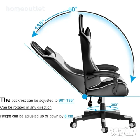 ПРОМОЦИЯ Офис / геймърски стол HL GC-01W (WHITE), снимка 3 - Столове - 51048254