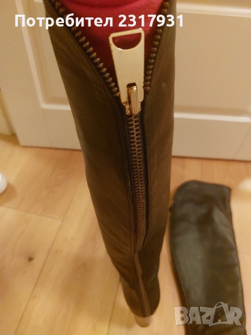 Елегантни и топли кожени ботуши над коляното, снимка 4 - Дамски ботуши - 52102650