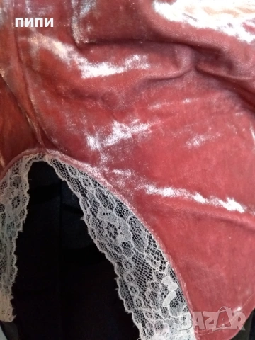 ДАМСКИ топ от копринено  кадифе в розово с дантела, снимка 6 - Корсети, бюстиета, топове - 53921500