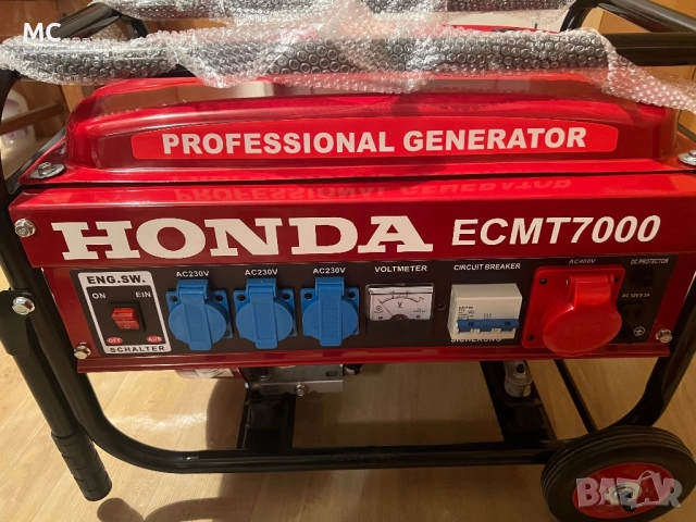 БЕНЗИНОВ ТРИФАЗЕН ГЕНЕРАТОР ЗА ТОК HONDA ECMT 7000, 7.0KW, 11.0 К.С., 8.1 ЧАСА