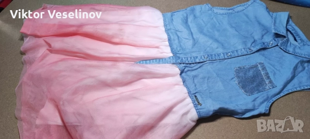 НОВА Детска Ролкя GUESS Размер 14 / 164 см Без Ръкави Дънкова, снимка 3 - Детски рокли и поли - 52337092