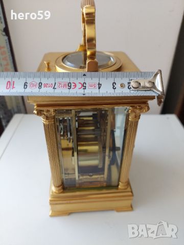 Френски бронзов каретен часовник-репетир/French Carriage Clock with Repeater/14 days, снимка 12 - Стенни часовници - 45285325