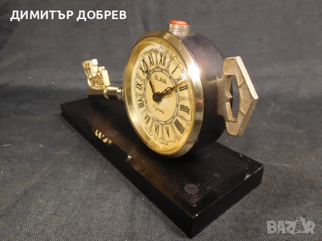 СТАР РЕТРО СОЦ СССР МЕХАНИЧЕН ЧАСОВНИК БУДИЛНИК СЛАВА КЛЮЧ МОСКВА, снимка 2 - Антикварни и старинни предмети - 49660582