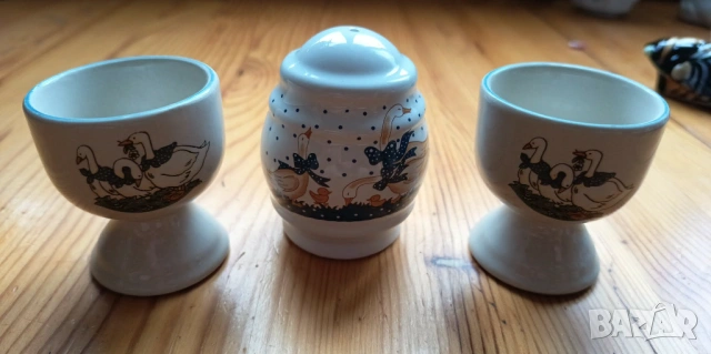 Две порцеланови коктиери и солничка с гъсочета, снимка 5 - Други - 49105878