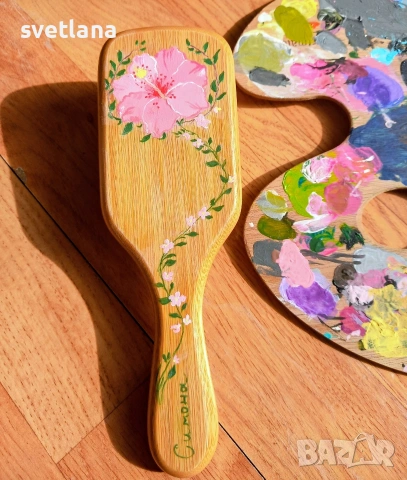 Ръчно рисувани четки за коса, снимка 7 - Подаръци за жени - 53785399