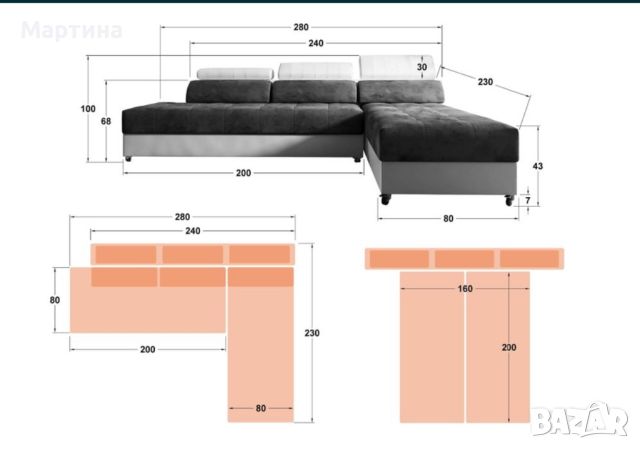 Холов ъглов диван, снимка 8 - Дивани и мека мебел - 45354134