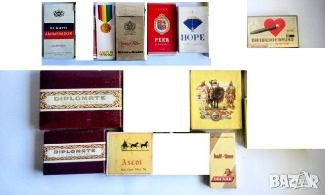 колекция празни цигарени кутии