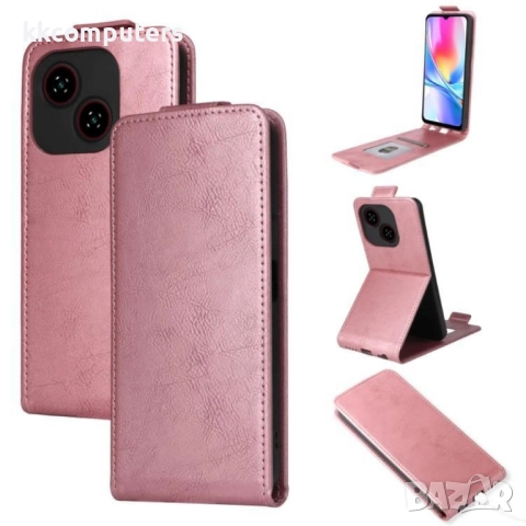 Кожен флип калъф за ZTE Blade A35e- Стенд и Холдер за Карти, вкл. Протектор, 4 Цвята, снимка 3 - Калъфи, кейсове - 52524943