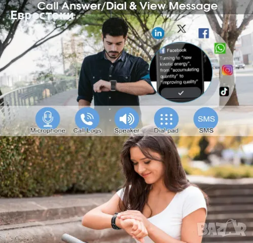 Мъжки смарт часовник VKROBAG, отговаряне/осъществяване на повикване, снимка 2 - Смарт гривни - 49455826