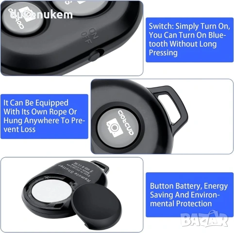 2 бр. Безжично Bluetooth дистанционно за камера VJK – Selfie Clicker, снимка 4 - Селфи стикове, аксесоари - 53121991