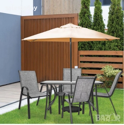 Маса за градина със стъклен плот, 120см