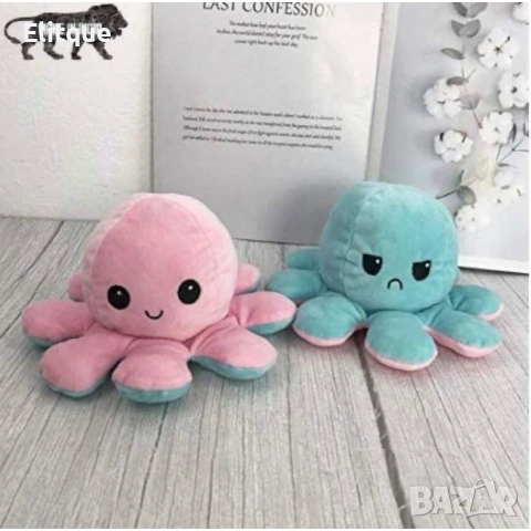 10 броя Плюшен октопод с две лица - МИКС ЦВЕТОВЕ