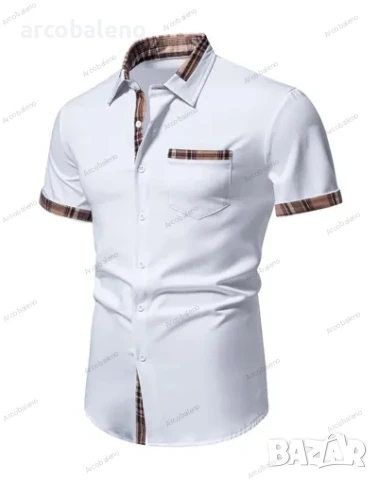 Елегантна мъжка риза с къс ръкав, 2цвята , снимка 8 - Ризи - 46231357