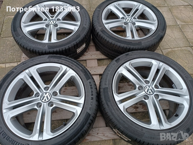 Лети джанти 17ки 5х112 VW + летни гуми 235/45/17 Continental, снимка 3 - Гуми и джанти - 52816019