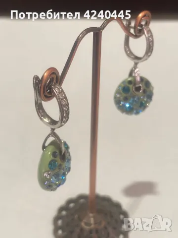 Сребърни обеци висящи, снимка 2 - Обеци - 50391670