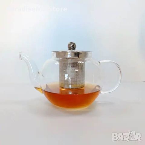 Прозрачен стъклен чайник с инфузер за кафе и чай Материал: Стъклен корпус + инфузер от неръждаема ст, снимка 4 - Аксесоари за кухня - 45147882