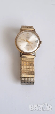 Позлатен мъжки механичен часовник Merit, снимка 4 - Антикварни и старинни предмети - 54126607