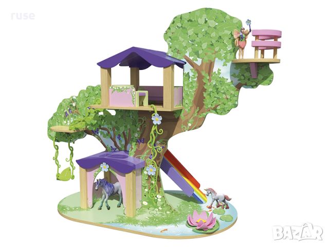 НОВО! Дървено Приказно дърво къща с аксесоари, снимка 1 - Образователни игри - 45615429
