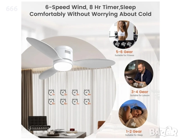 Таванен вентилатор със светлини и дистанционно управление, снимка 11 - Други - 52931264