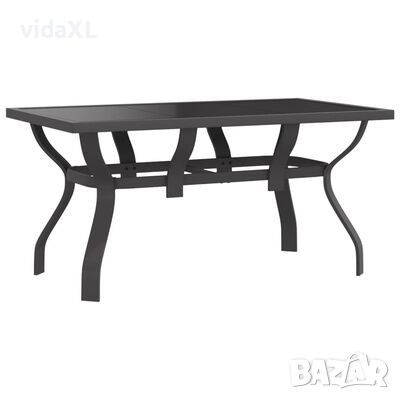vidaXL Градинска маса, сиво-черна, 140x70x70 см, стомана и стъкло(SKU:318770, снимка 1 - Градински мебели, декорация  - 45613436