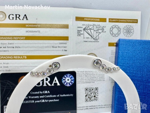 Сребърни обеци с мойсанит (Диамант) , снимка 3 - Обеци - 53820735