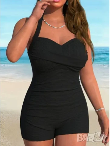 НОВ цял дамски бански черен