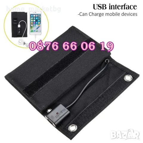 Сгъваем соларен панел 10W, с накрайници за зареждане, сгъваем соларен панел за къмпинг, снимка 4 - Къмпинг мебели - 50233874