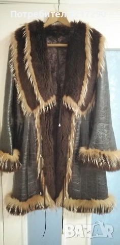 Палто от естествена кожа и косъм