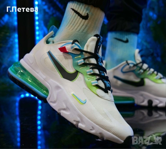 NIKE AIR MAX 270 REACT Цвят-Бяло и Зелено , снимка 3 - Маратонки - 53379543