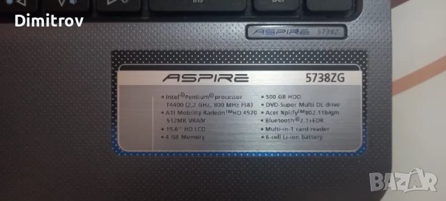 Лаптоп Acer Aspire 5738ZG, снимка 3 - Лаптопи за работа - 47076551