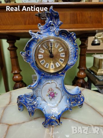 Рядък уникален антикварен колекционерски порцеланов каминен часовник Sitzendorf, снимка 1 - Антикварни и старинни предмети - 46305058