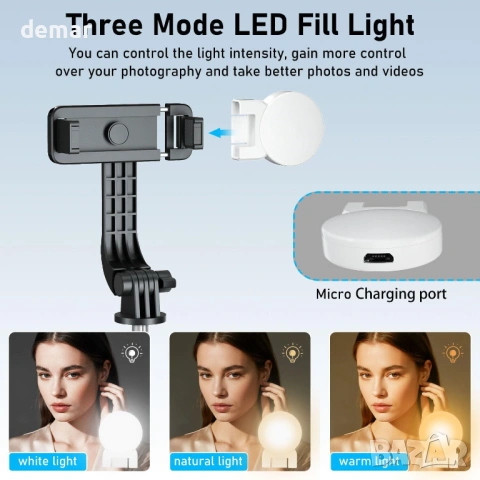 125 см екстра дълъг преносим телескопичен селфи стик с подвижно дистанционно, снимка 5 - Селфи стикове, аксесоари - 53782414