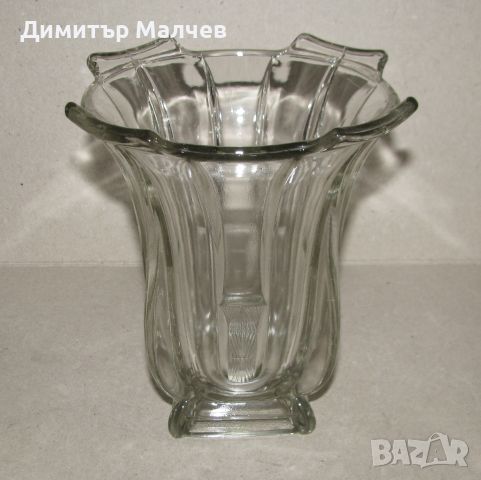 Стъклена ваза 16 см сецесион ар нуво 1930-те г., отлична, снимка 2 - Вази - 45876783