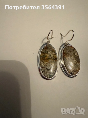Сребърни обеци с ахат 