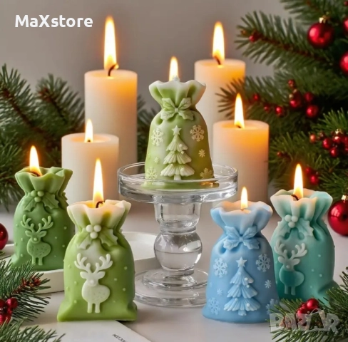 3D 2 модела Коледен чувал елен елха Силиконов молд форма за свещи гипс сапун смола , снимка 2 - Форми - 51978520