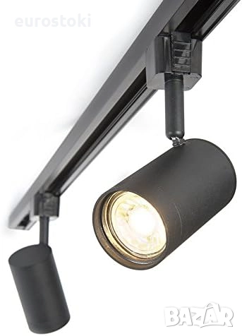 Qazqa - Модерна стоманена еднофазна шинна осветителна система с 3 точки. Подходяща за LED GU10, снимка 6 - Лампи за таван - 52030607