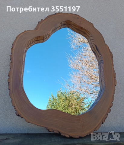 Голямо ОГЛЕДАЛО с масивна дървена рамка от дънер с външен ръб, снимка 5 - Огледала - 52897096