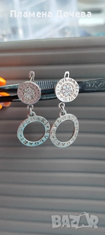 Сребърни обеци BVLGARI , снимка 2 - Обеци - 53615637