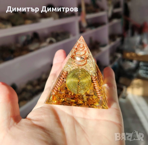 Пирамиди оргонит с тигрово око. Бижута Луди гъби. Идея за подарък.